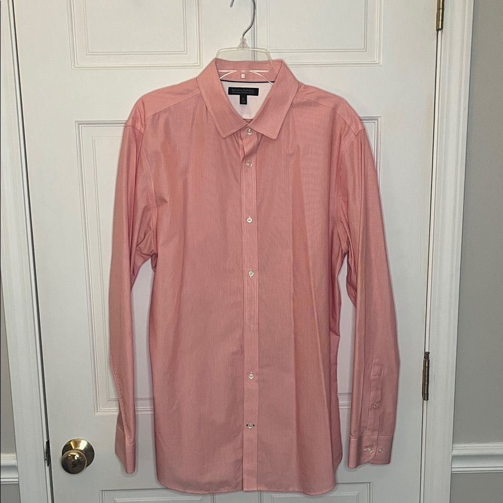 Banana Republic Dress Shirt | Pink | Micro Stripes | Slim fit | Mens size XL